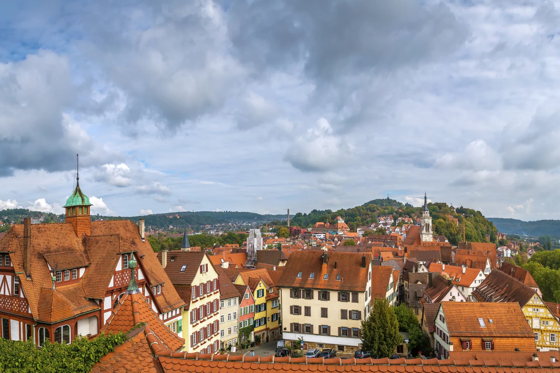 Blick vom Schlossberg über die Altstadt von Tübingen