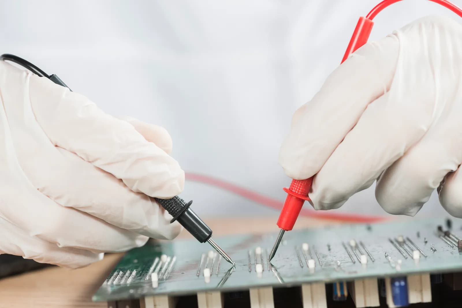 E-Bike-Akku mit BMS-Fehler – Elektronische Platine wird mit Messspitzen geprüft, Symbolbild zur Akku-Fehlerdiagnose
